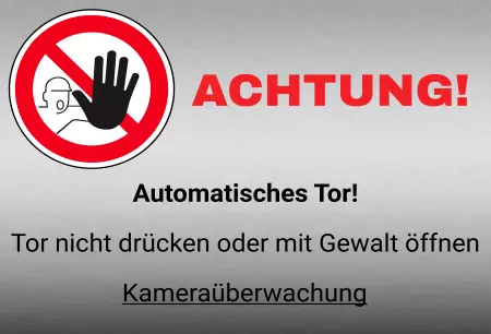 Hinweis Achtung! Automatisches Tor! Bild