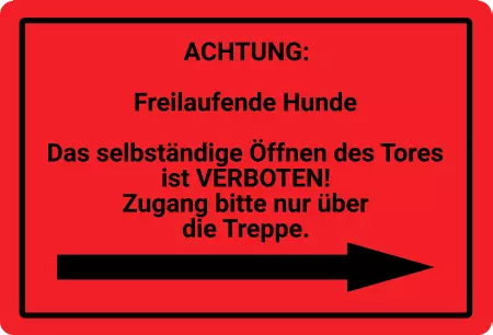 Hinweis Achtung: Freilaufende Hunde Bild
