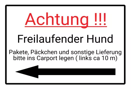Hinweis Achtung! Freilaufender Hund Bild