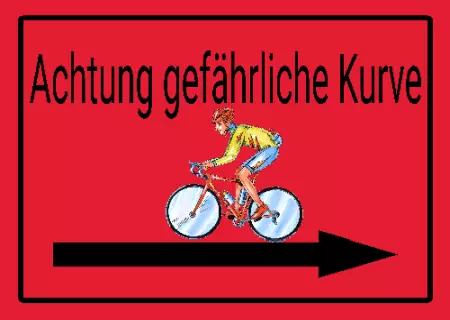 Hinweis Achtung gefährliche Kurve Bild