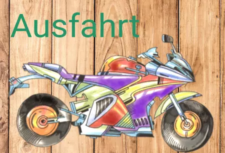 Hinweis Ausfahrt Motorrad Bild