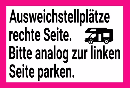 Hinweis Ausweichstellplätze rechte Seite Bild