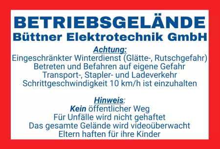 Hinweis BETRIEBSGELÄNDE Bild