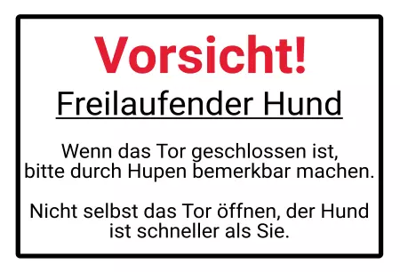 Hinweis Bitte Hupen - Hund Bild