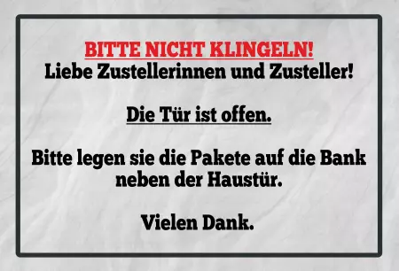 Hinweis BITTE NICHT KLINGLEN! Bild