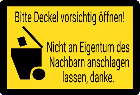 Hinweis Deckel vorsichtig öffnen Bild