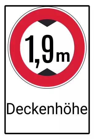Hinweis Deckenhöhe Bild