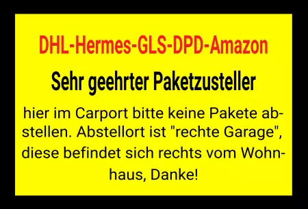 Hinweis DHL-HERMES-GLS-DPD-Amazon Bild