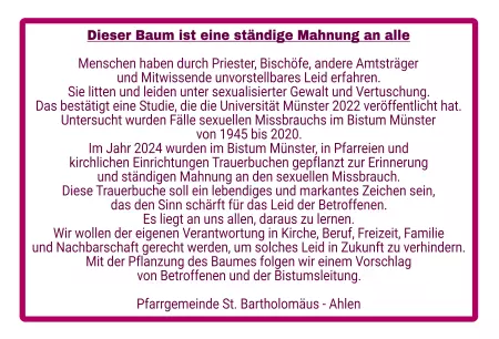 Hinweis Dieser Baum ist eine ständige Mahnung an alle Bild