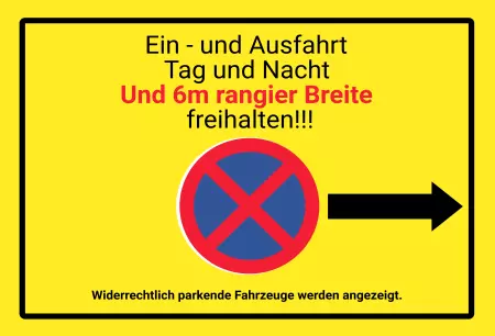 Hinweis Einfahrt und Ausfahrt Tag und Nacht ... Bild