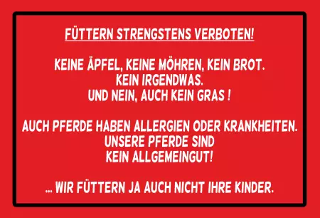  Hinweis Füttern strengstens verboten! Bild