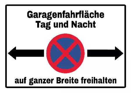 Hinweis Garagenfahrfläche Tag und Nacht Bild