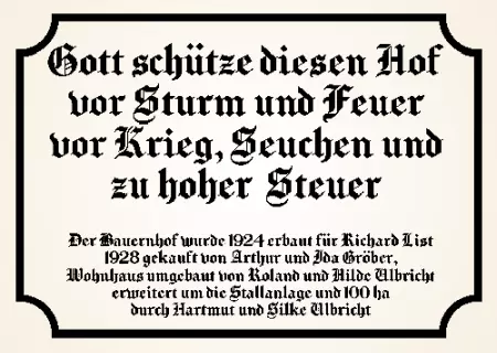 Hinweis Gott schütze diesen Hof Bild