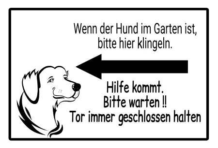 Hinweis Hund im Garten Bild