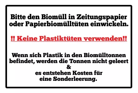  Hinweis !!Keine Plastiktüten verwenden!! Bild