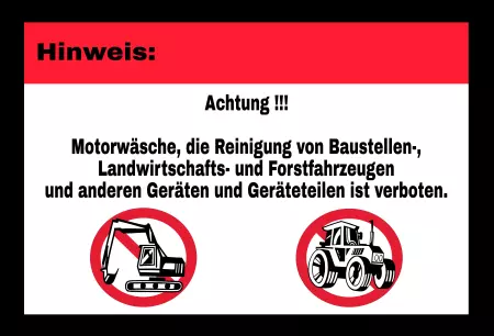 Hinweis Motorwäsche verboten Bild