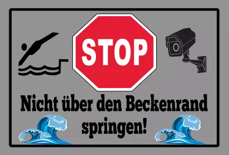 Hinweis Nicht über Beckenrand springen Bild