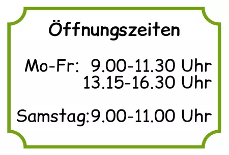 Hinweis Öffnungszeiten Bild