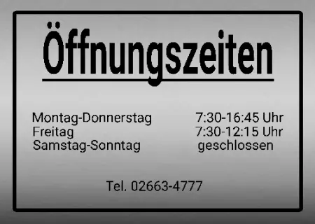 Hinweis Öffnungszeiten Bild