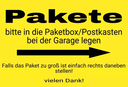 Hinweis Pakete bitte in die Paketbox Bild