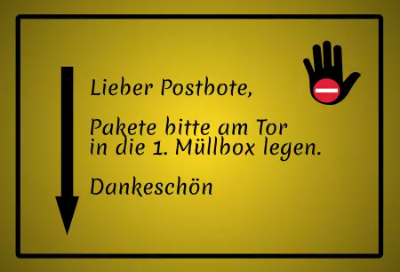 Hinweis Pakete in die Müllbox legen Bild