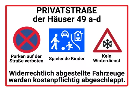 Hinweis PRIVATSTRASSE Bild
