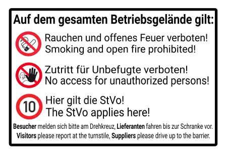 Hinweis Rauchen und offenes Feuer verboten Bild