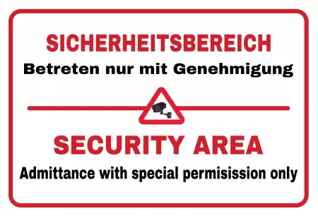 Hinweis SICHERHEITSBEREICH Bild