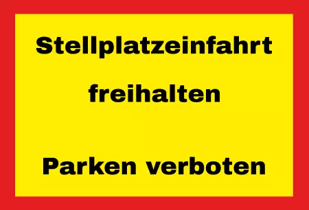 Hinweis Stellplatzeinfahrt Bild