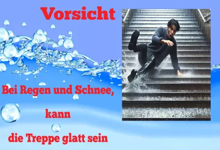Hinweis Treppe kann glatt sein Bild