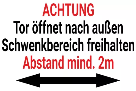 Hinweis Tür öffnet nach außen Bild