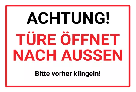 Hinweis Türe öffnet nach aussen Bild