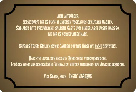 Hinweis Volgelfreunde Regeln Bild