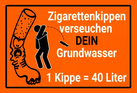 Hinweis Zigarettenkippen verseuchen DEIN Grundwasser Bild